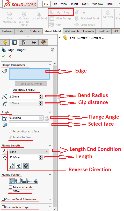  قسمت های مختلف ابزار Edge Flange 